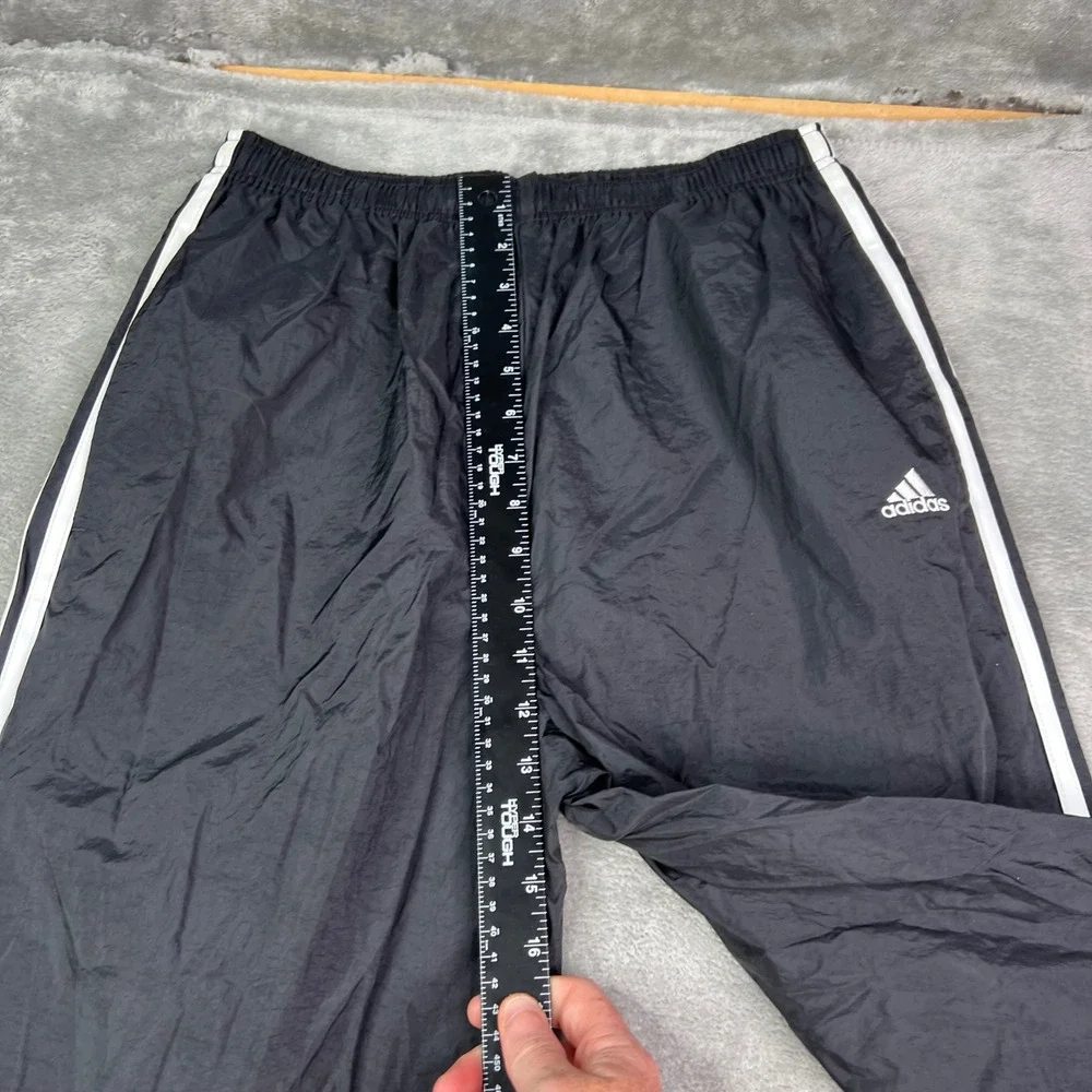 VTG Adidas Track Pants Mens Large Black Striped Nylon Ankle Zip Athletic Warmup